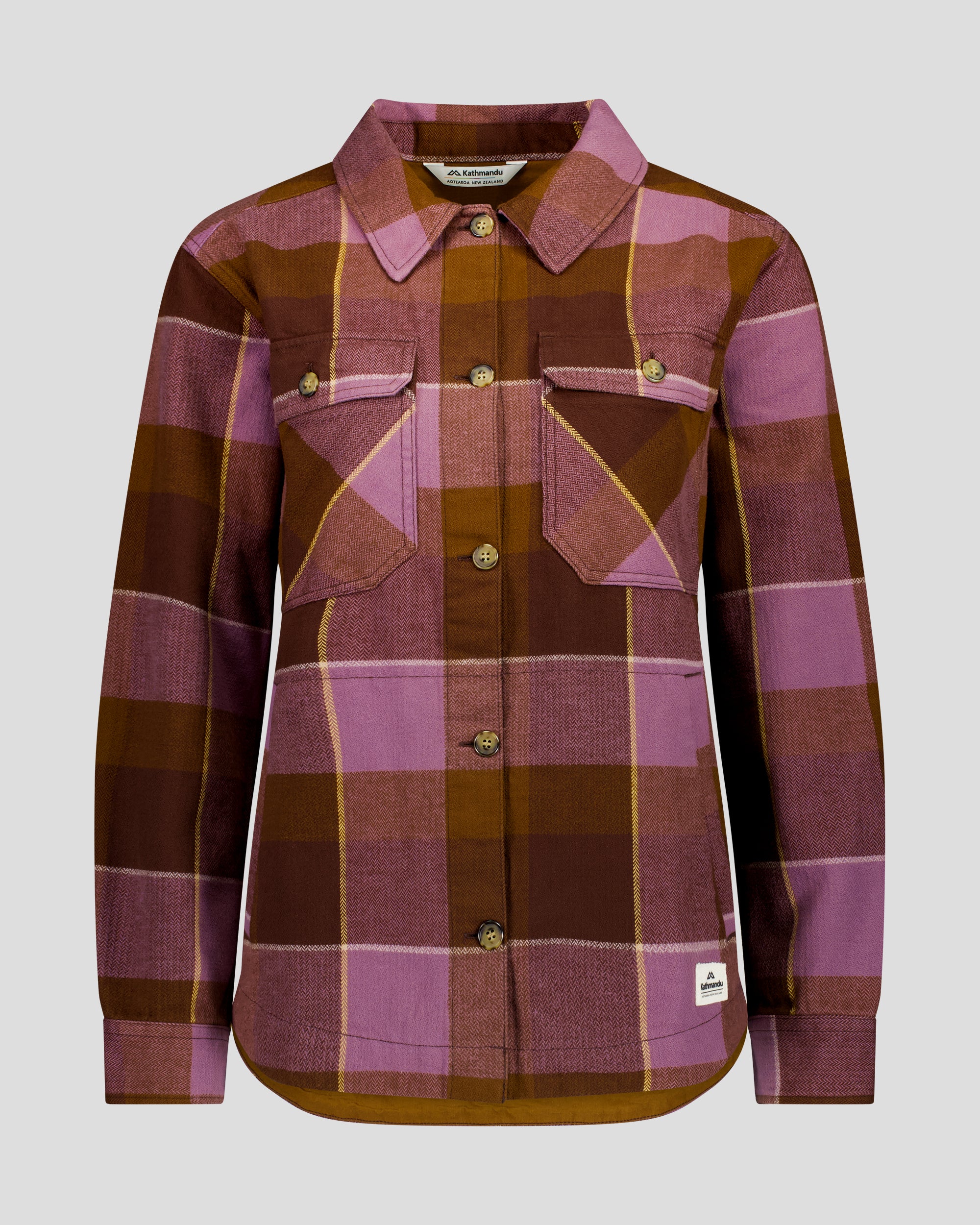 Women's Retreat Huntly Long Sleeve Overshirt - Cocoa Plaid - Image 4