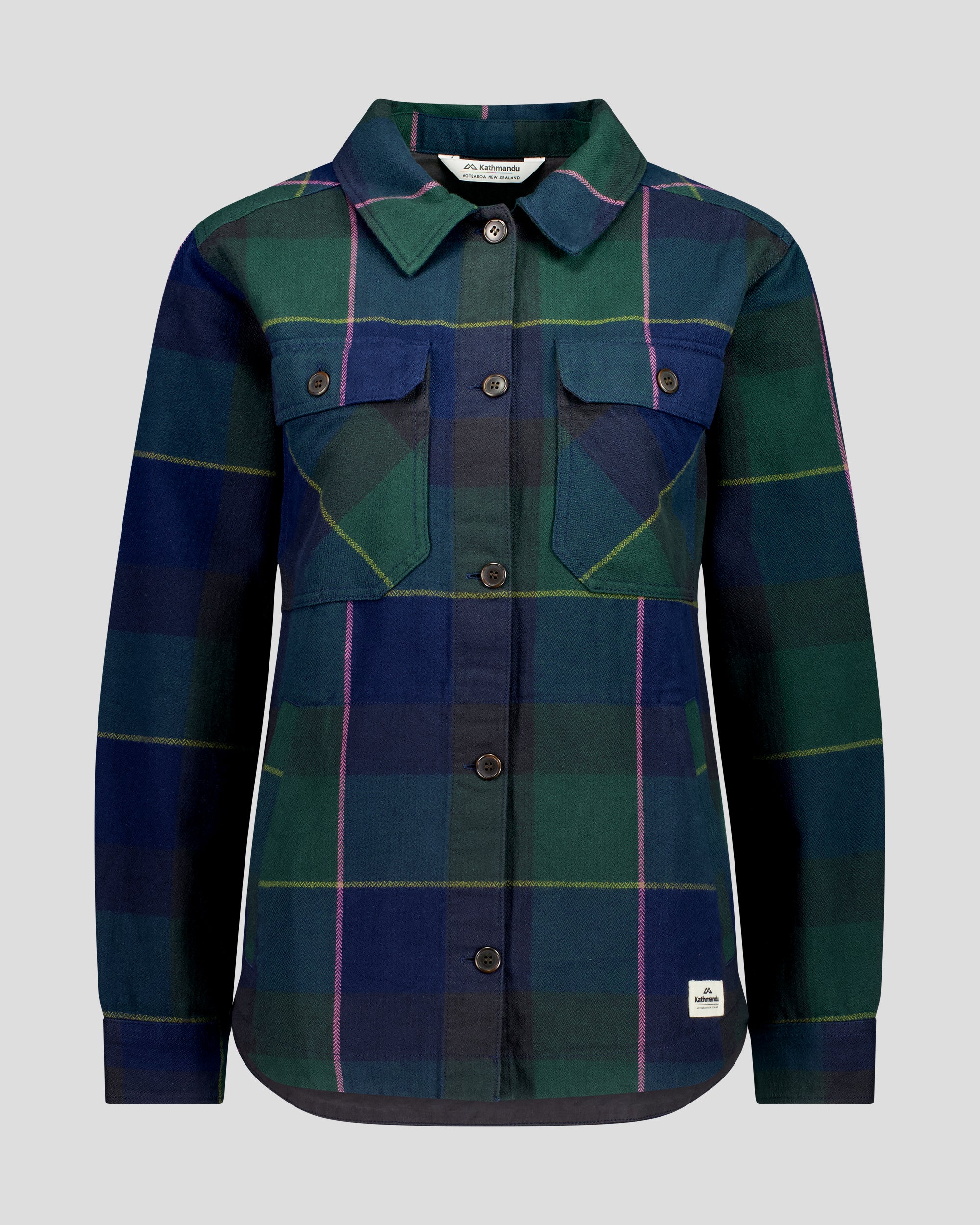 Women's Retreat Huntly Long Sleeve Overshirt - Dark Forest Plaid - Image 5