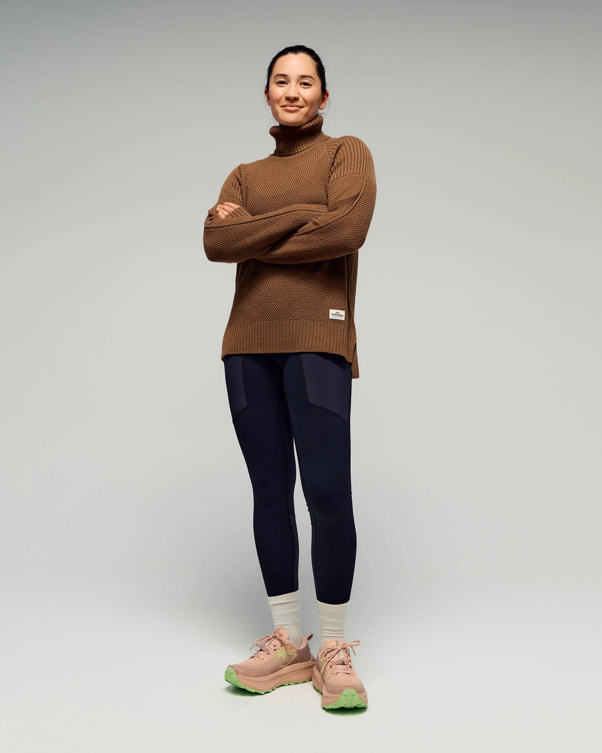 Women's Retreat Merino Blend Roll Neck Pullover - Jute - Image 3