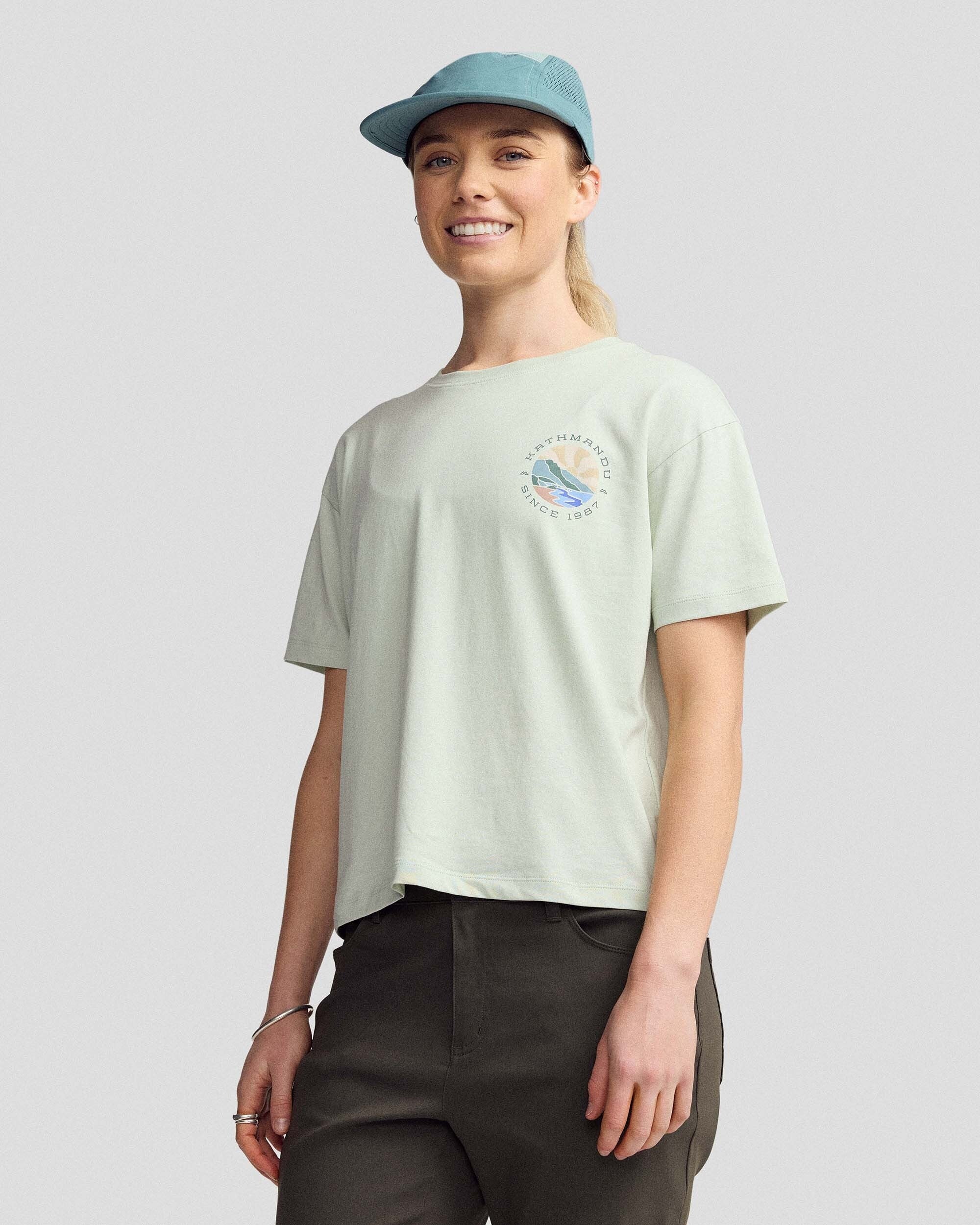 Women's Sunburst Logo Organic Cotton S/S Tee - Light Sage - Image 2