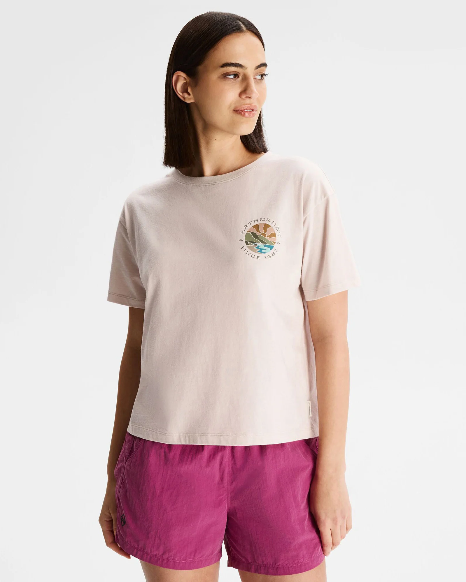 Women's Kathmandu Logo Sunburst Organic Cotton T-shirt - Shroom