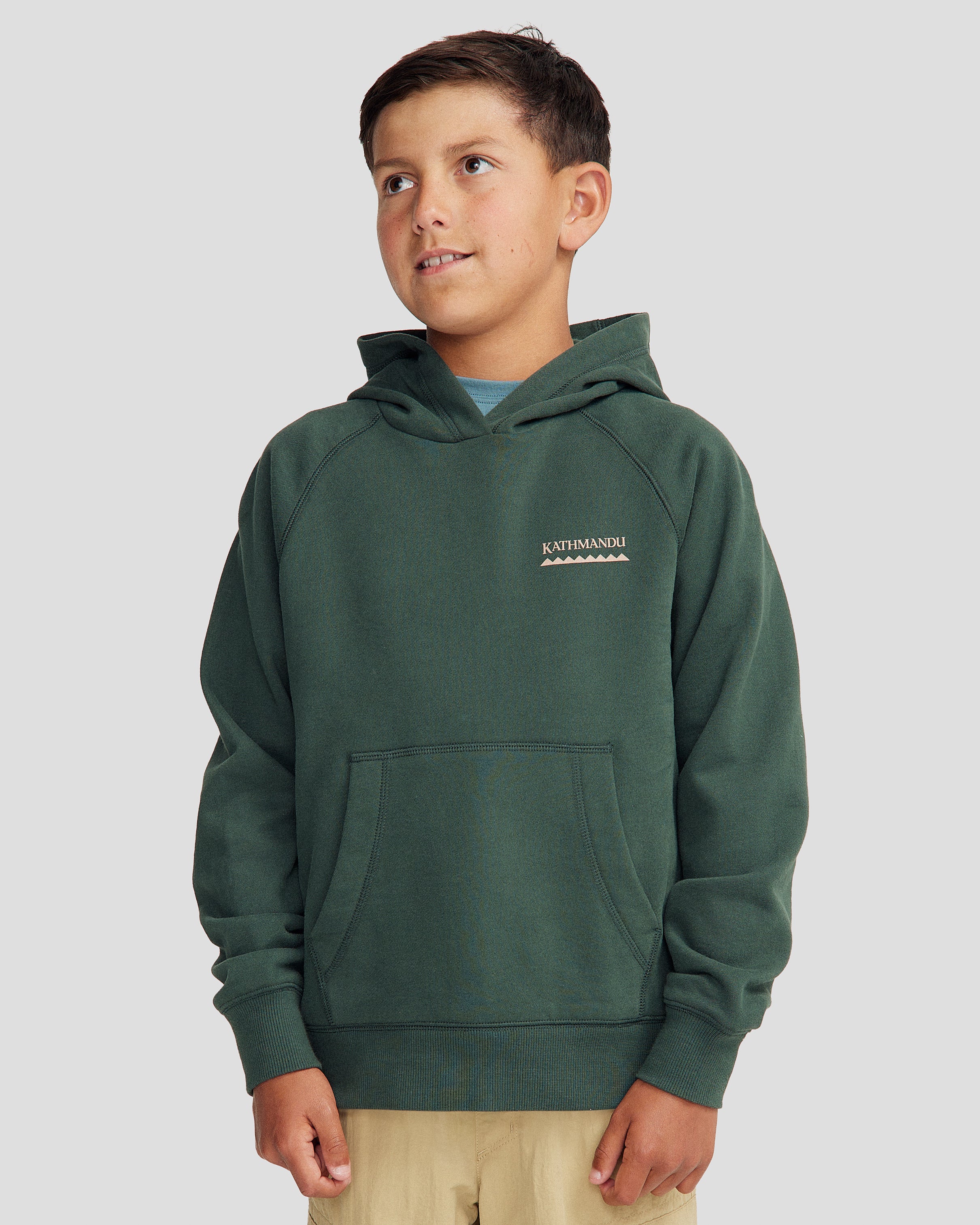 Youth Heritage Logo Brushed Hoodie - Deep Forest - Image 5